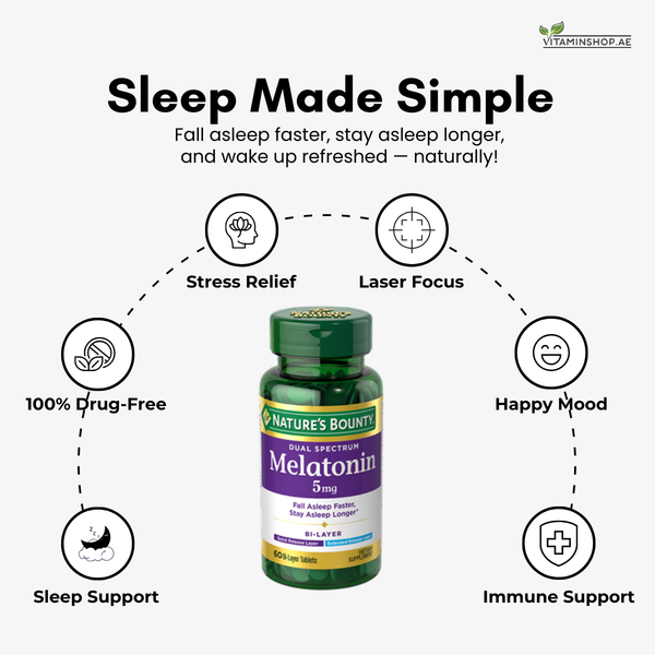 Nature's Bounty Dual Spectrum Melatonin 5mg Tablets  Pack of 60's